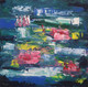 Water lilies in the moonlight.  (ART_8260_60074) - Handpainted Art Painting - 12in X 12in