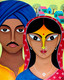 Indian Couple (ART_7998_60403) - Handpainted Art Painting - 16in X 20in