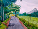 Village Path (ART_8273_60433) - Handpainted Art Painting - 14in X 10in