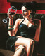 Girl drinking wine (ART_5220_60356) - Handpainted Art Painting - 18in X 24in