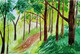 Forest path (ART_8273_60276) - Handpainted Art Painting - 21in X 13in