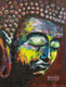 Worshiping a Metal Buddha  (ART_7948_55102) - Handpainted Art Painting - 12in X 16in