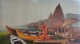 Banaras Ghat (ART_8295_60570) - Handpainted Art Painting - 46in X 25in
