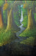 Forest waterfall (ART_5368_60989) - Handpainted Art Painting - 23in X 31in