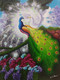 Peacock canvas painting (ART_8317_60875) - Handpainted Art Painting - 18in X 14in