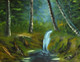 Forest Waterfall (ART_976_3031) - Handpainted Art Painting - 19in X 14in