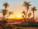 A Southern Landscape With Palms In The Evening Light By Joseph Firmenich (PRT_10604) - Canvas Art Print - 28in X 21in