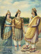 The Scene From Mahabharata Of The Presentation By Ganga Of Her Son Devavrata To His Father Santanu (PRT_10744) - Canvas Art Print - 19in X 25in