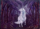 “Mystical White Horse In Enchanted Dark Forest Painting” (ART_8067_61783) - Handpainted Art Painting - 16in X 12in