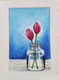 Still life glass jar and flowers (ART_6775_61934) - Handpainted Art Painting - 8in X 12in