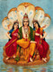 Vishnu Flanked By Two Wives Resting On Shesa, The Serpent On The Waters By Raja Ravi Varma (PRT_10933) - Canvas Art Print - 15in X 20in