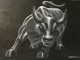 The Black Bull (ART_8370_62245) - Handpainted Art Painting - 30in X 24in