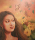 Lady with butterflies  (ART_8211_59944) - Handpainted Art Painting - 36in X 36in