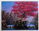 Mountain Tree Acrylic Painting on Canvas (ART_2825_59455) - Handpainted Art Painting - 11in X 9in