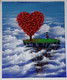 Flying Island And A Couple With Titanic Pose (ART_2825_54663) - Handpainted Art Painting - 9in X 11in