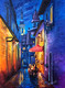 City view painting  (ART_6706_62727) - Handpainted Art Painting - 24in X 36in