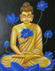 Buddha and 7 blue lotus (ART_8370_62639) - Handpainted Art Painting - 24in X 30in