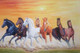 7 Hores Running In Desert By ARTOHOLIC-01 (ART_3319_62918) - Handpainted Art Painting - 36in X 24in
