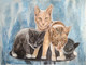 Cats Cats (ART_1559_62877) - Handpainted Art Painting - 17in X 12in