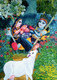 Radha Krishna on a swing in madhuvana (ART_7819_62874) - Handpainted Art Painting - 48in X 36in