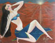 Model photo shoot in the desert (ART_7819_62872) - Handpainted Art Painting - 30in X 24in