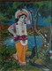 Gopal Krishna standing below a tree (ART_7819_62777) - Handpainted Art Painting - 30in X 24in