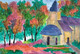 Old Church in the Beautiful Garden (ART_8401_63563) - Handpainted Art Painting - 11in X 7in