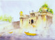 Varanasi ghat. (ART_8427_63778) - Handpainted Art Painting - 15in X 11in