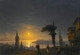 The Galata Tower By Moonlight ( 1845) By Ivan Konstantinovich Aivazovsky (PRT_12454) - Canvas Art Print - 26in X 18in