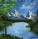 Riverside mountain in forest  (ART_7855_64496) - Handpainted Art Painting - 30in X 30in