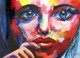 Woman in shades (ART_8451_64449) - Handpainted Art Painting - 12in X 16in