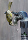 Sparow drink water dropo on pipe (ART_8442_64191) - Handpainted Art Painting - 13in X 21in