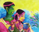 COUPLE LOVE (ART_1224_64126) - Handpainted Art Painting - 20in X 17in