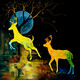 Deer Couple - Handpainted Art Painting - 32in X 32in