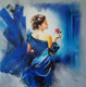 Beauty Of Blue - Handpainted Art Painting - 32in X 32in