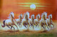 RUNNING HORSES PAINTING VASTU (ART_3319_65109) - Handpainted Art Painting - 48in X 24in