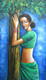 Waiting for someone - 15in X 26in,RAJMER59_1526,Acrylic Colors,Lady,Lonley,Hopes,Feelings - Buy Paintings online in India