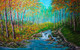 Stream running through the forrest (ART_8466_64659) - Handpainted Art Painting - 40in X 26in