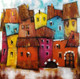 Town House (ART_3682_65241) - Handpainted Art Painting - 36in X 36in