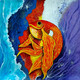 The fish in the flow (ART_6775_65309) - Handpainted Art Painting - 28in X 26in