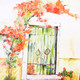 Flowering door (ART_8410_65591) - Handpainted Art Painting - 12in X 12in