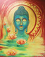 Budhha and lotus flower (ART_8526_65806) - Handpainted Art Painting - 24in X 30in