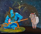 Shiva Trishuldhaari (ART_8370_67047) - Handpainted Art Painting - 30in X 24in