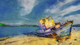 Boat Sea Sky  (PRT_7809_67507) - Canvas Art Print - 20in X 15in