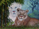 “Mystic Lioness With White Spirit Lion In Jungle Painting” (ART_8067_67903) - Handpainted Art Painting - 30in X 24in