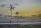 Sunset behind sea (ART_7362_68173) - Handpainted Art Painting - 18in X 12in