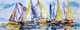 SAIL-BOATS IN SEA (ART_8672_68379) - Handpainted Art Painting - 24in X 9in