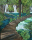 A lake in Croatia  (ART_8657_68357) - Handpainted Art Painting - 14in X 18in