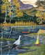 Swan in Autumn  (ART_8657_68387) - Handpainted Art Painting - 16in X 20in