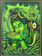 Green Shiva drinking poison painting on canvas  (ART_7555_68729) - Handpainted Art Painting - 24in X 36in